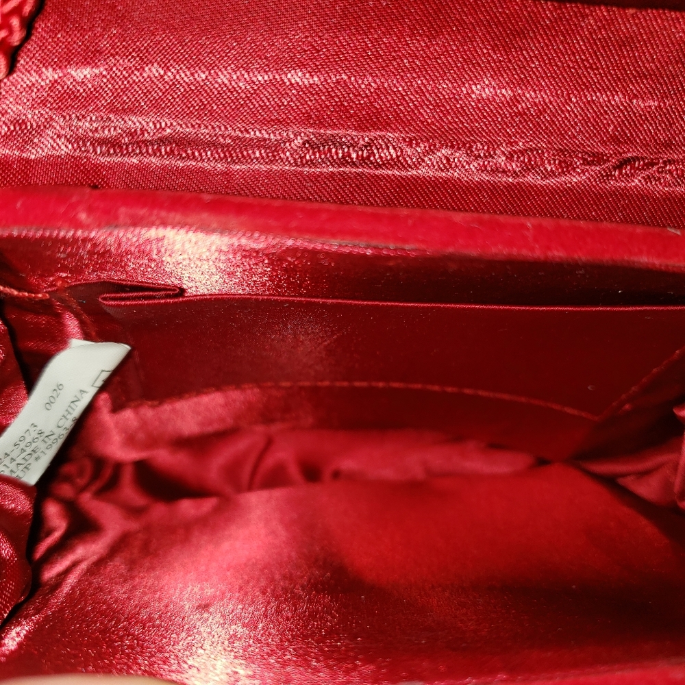 Evening Mini Shoulder Bag Purse NEW Red Velour - Picture 7 of 10
